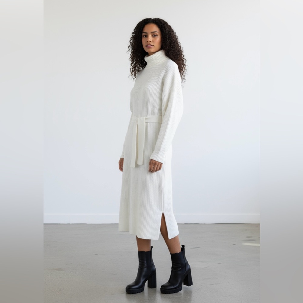 Staud Cozy Sweater Sash Chalet Dress  Knit  Soft Woven Dress with Belt NWOT - Picture 7 of 15